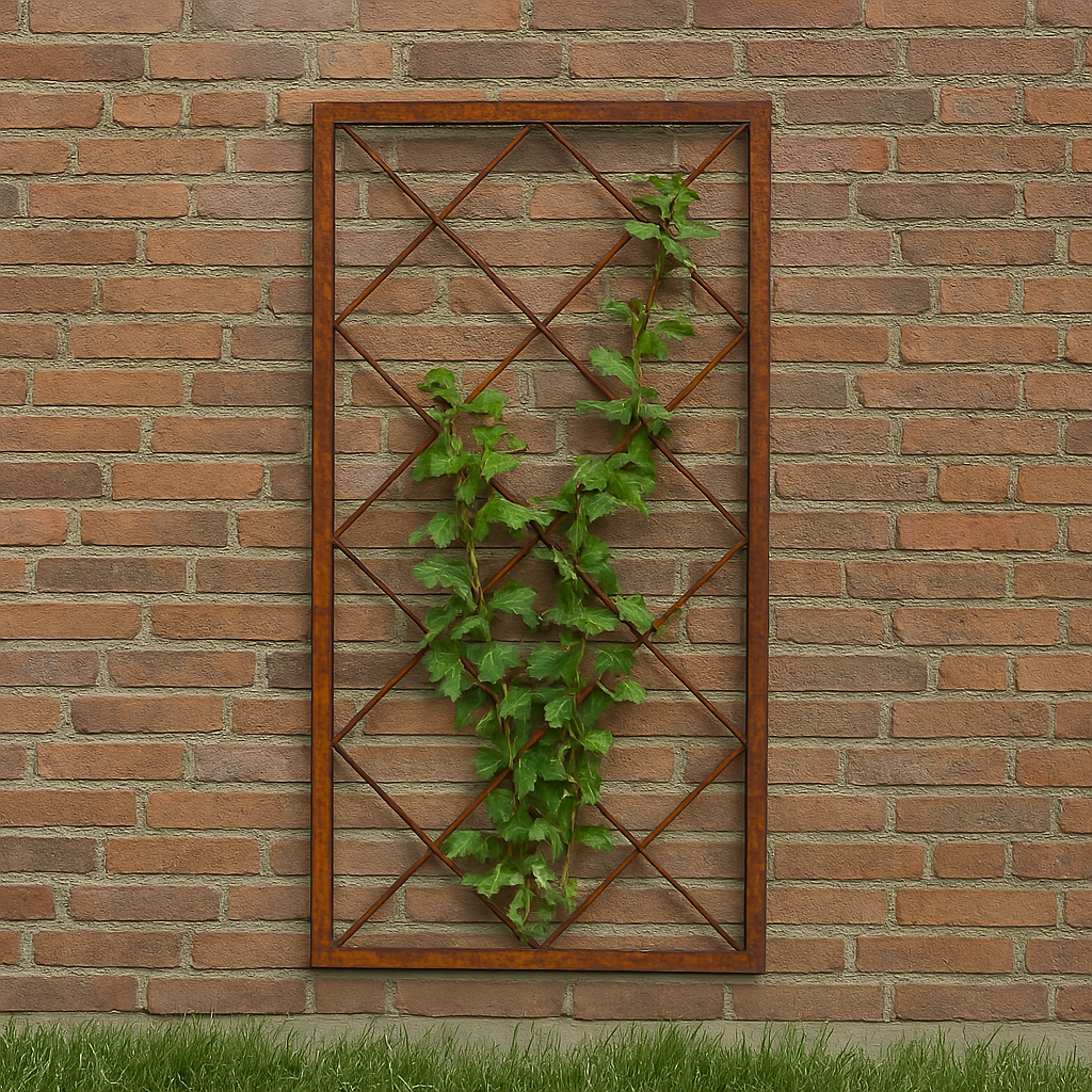 Væg espalier i cortenstål med klatreplanter